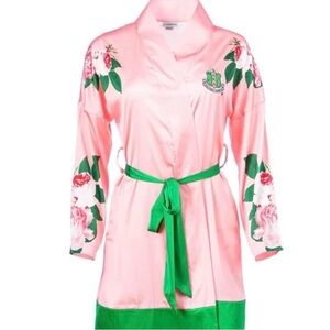 Alpha Kappa Alpha (AKA) Ivy Storehouse Floral Satin Robe with Green Accents
